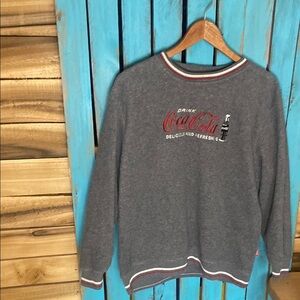 Coca Cola Gray nappy Crewneck Sweatshirt with embroidered Logo size large